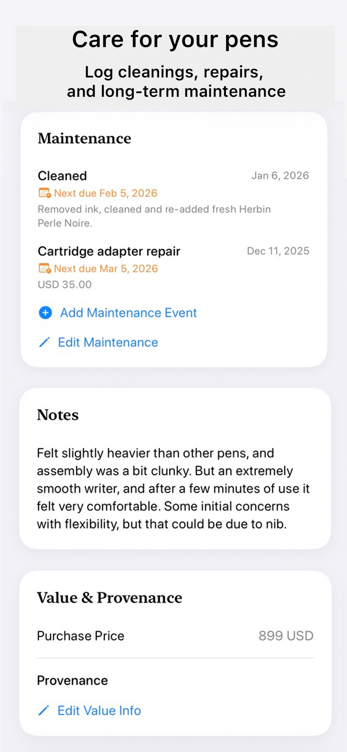 Maintenance screenshot