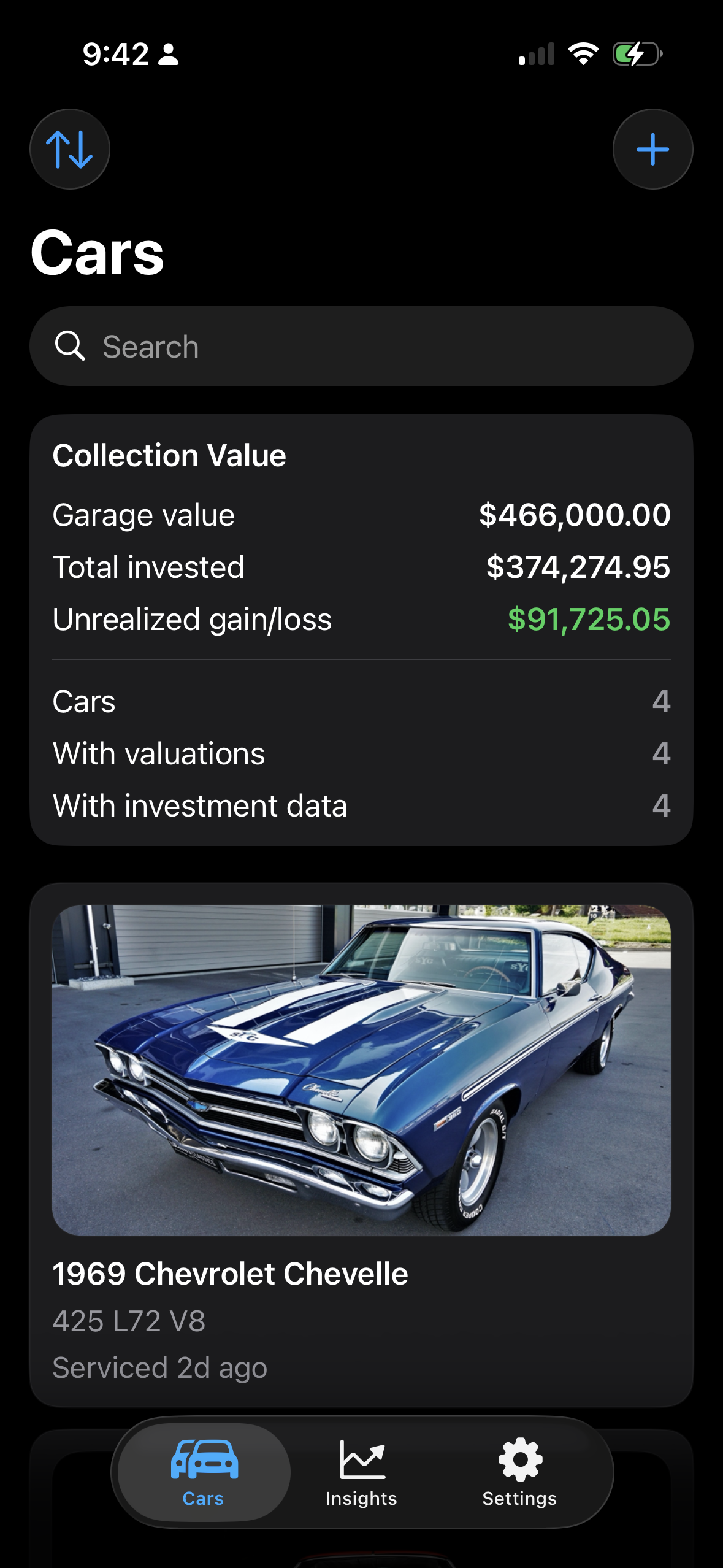 Garage overview screenshot