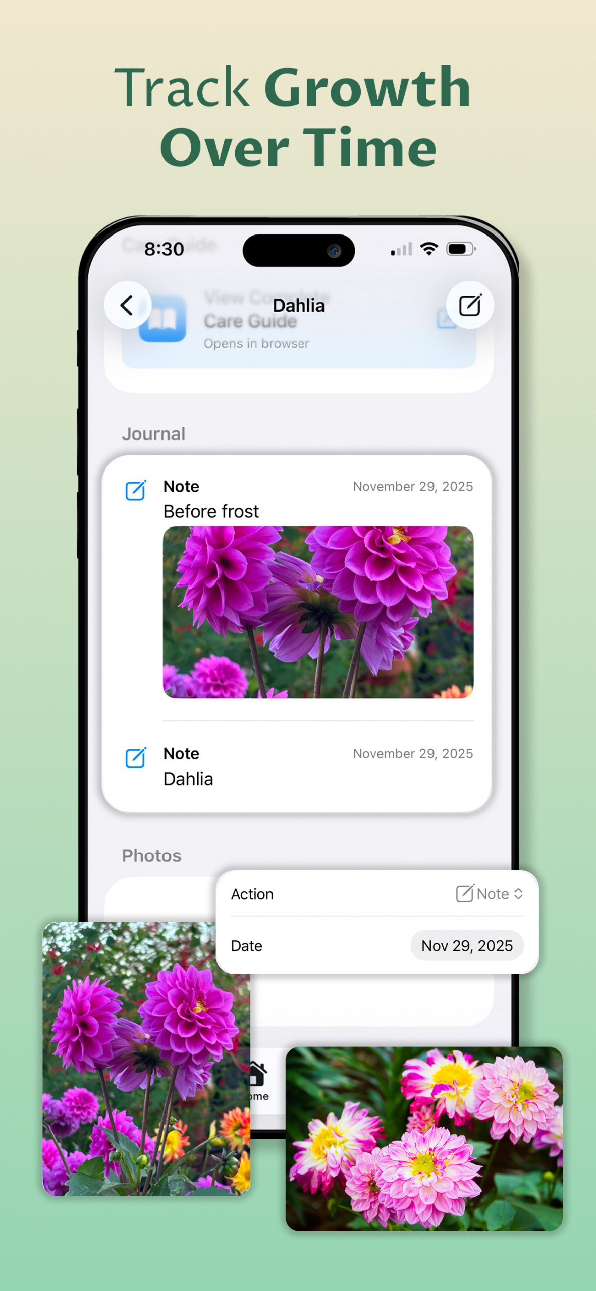 Growth tracking screenshot
