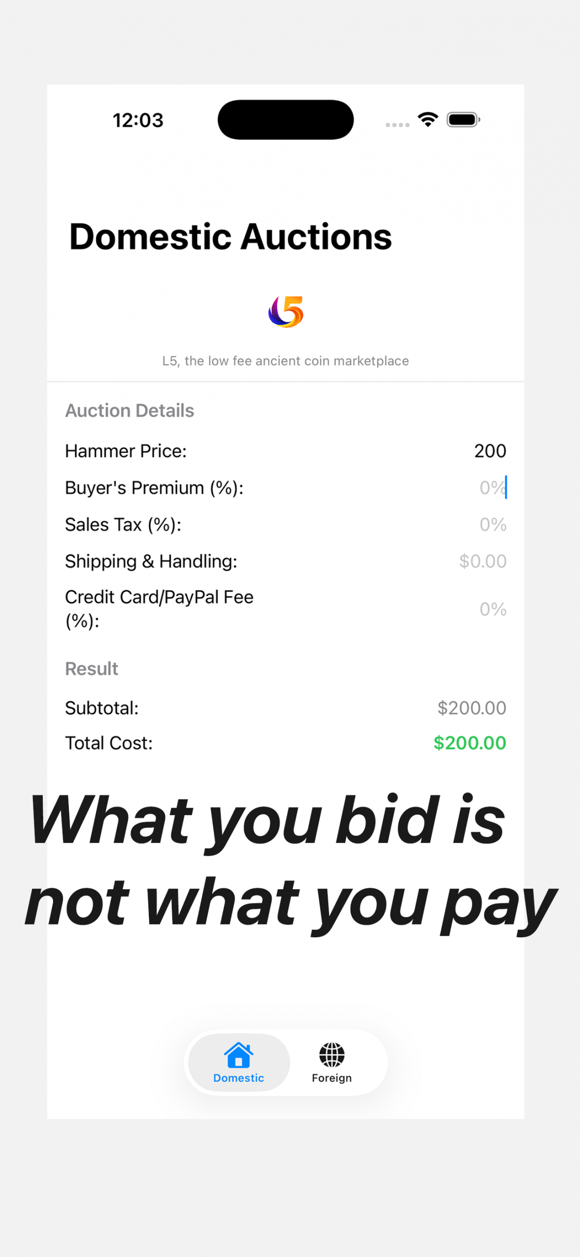 Auction Calculator hero screenshot