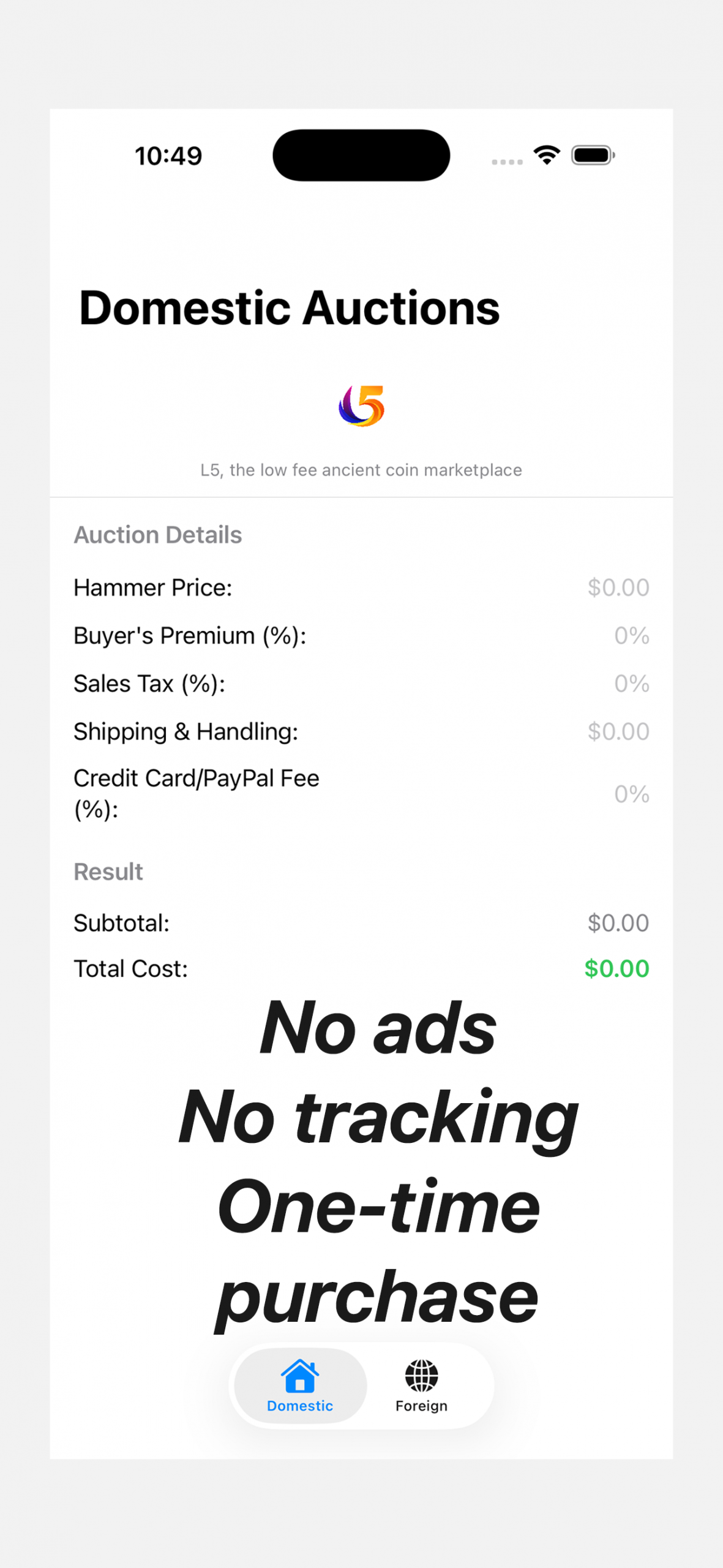 Foreign auctions paywall screenshot