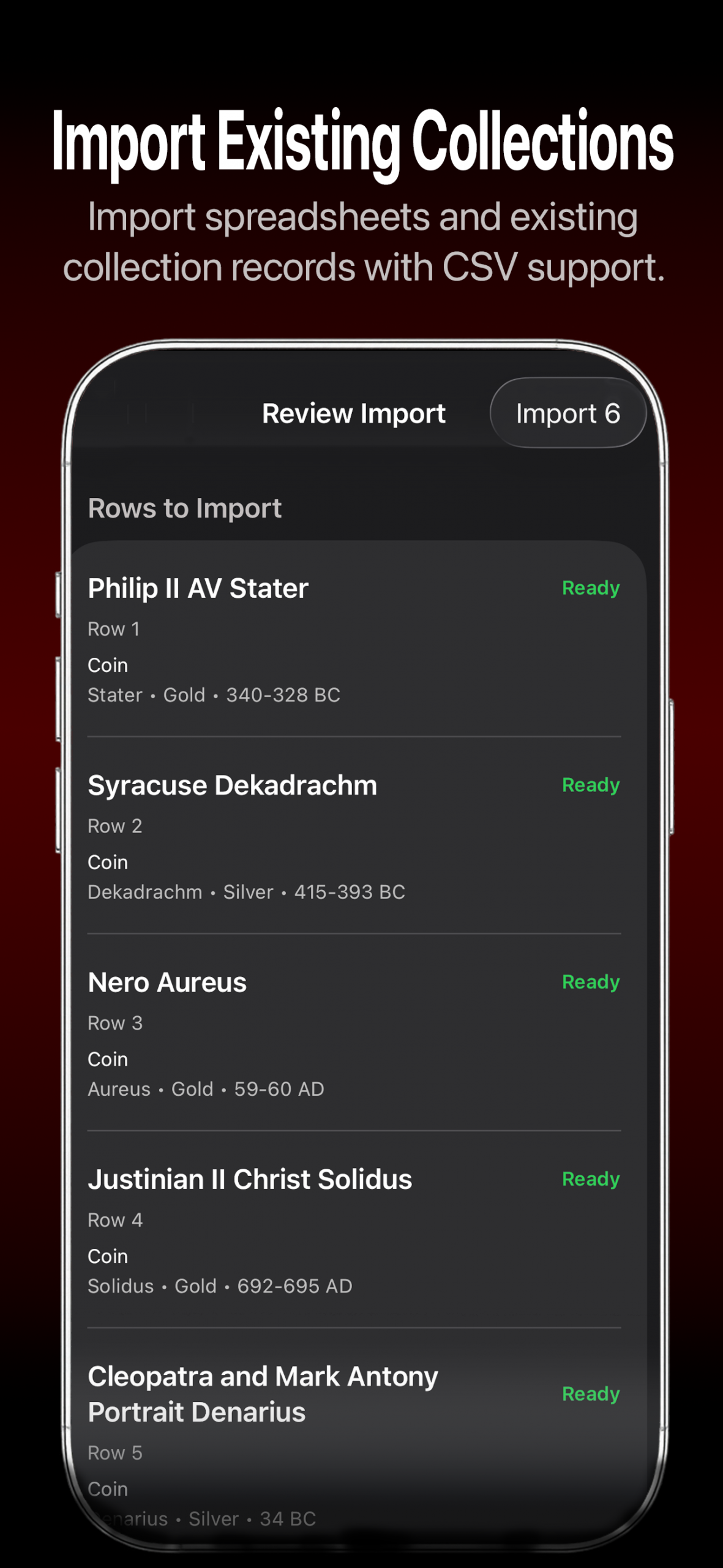 Moneta CSV import screenshot