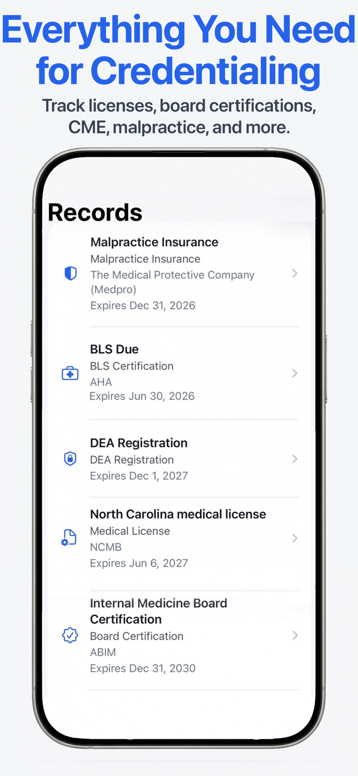 PraxisVault records screenshot
