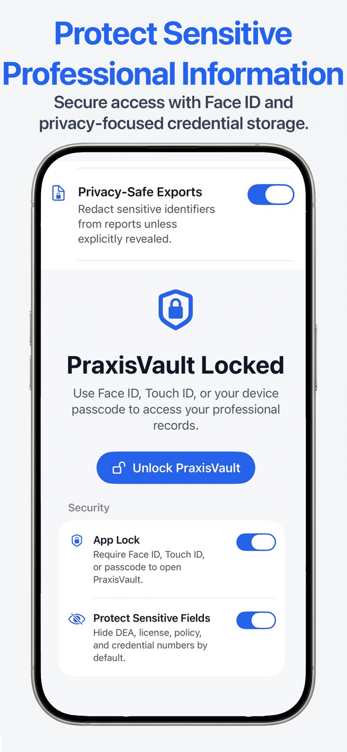 PraxisVault security screenshot