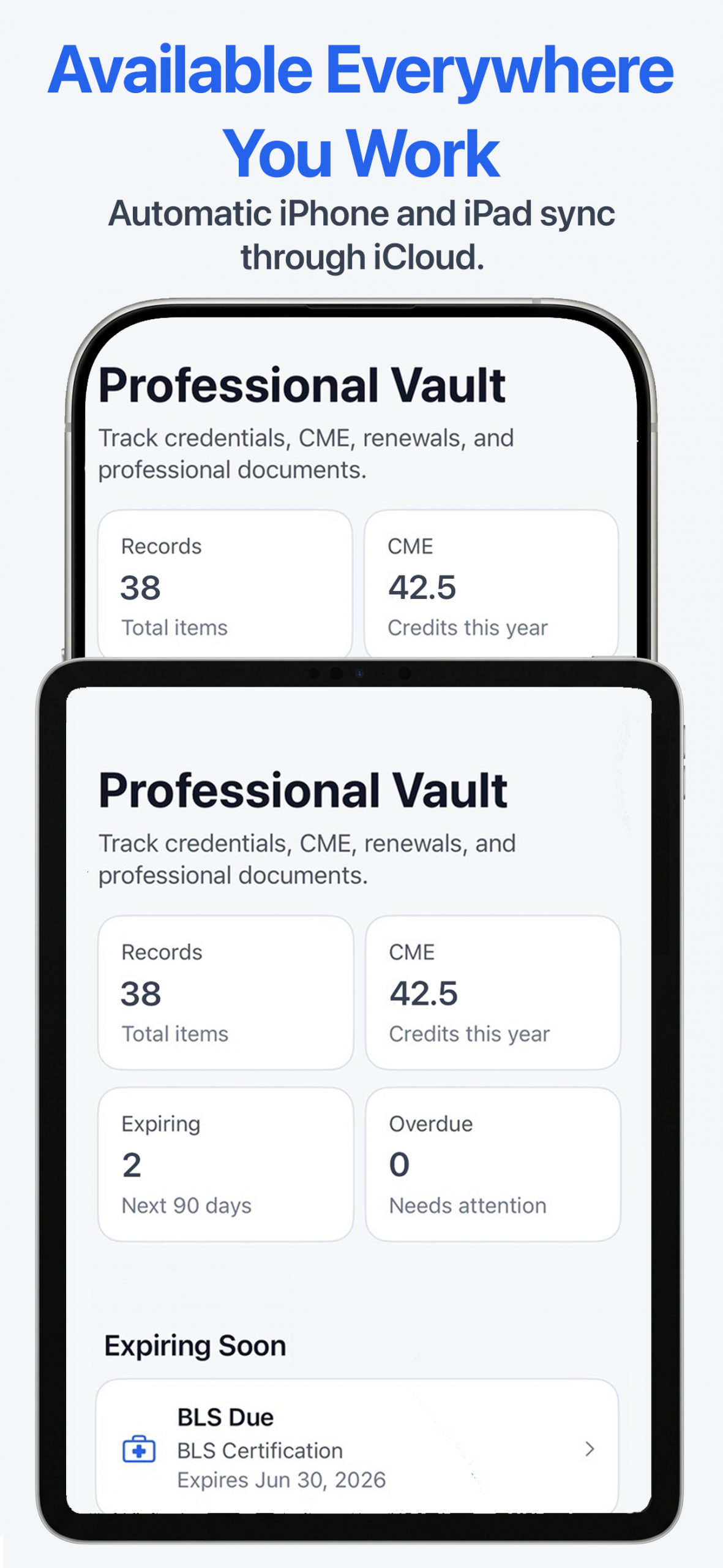 PraxisVault iCloud sync screenshot