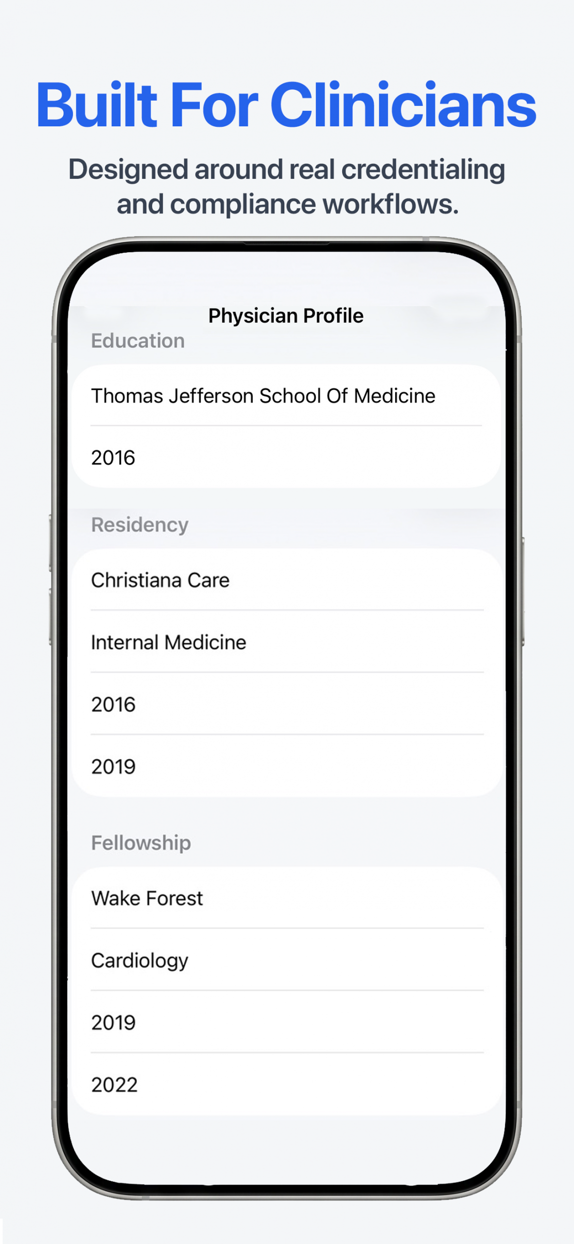 PraxisVault clinician profile screenshot